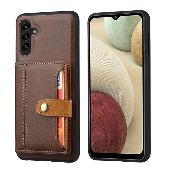 SaniMore for Samsung Galaxy A15 Case, PU Leather Shockproof Inner Shell with Wallet Card Slots Flip Kickstand Shockproof Retro Anti-scractch Drop-resistant Shell for Samsung A15(6.5“ 2023) - Coffee