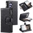 thumbnail image 1 of SaniMore for Samsung Galaxy A15 PU Leather Case, 3D Lattice Pattern for Girls Card Slots Zipper Purse Glitter Magnetic Clasp Flip Kicstand [Hand Rope] Full Protection Shockproof, Black, 1 of 16