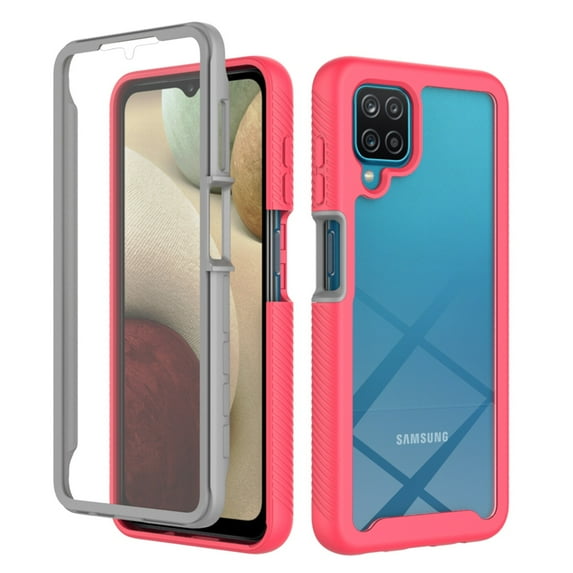 SaniMore for Samsung Galaxy A22 4G Case, Rugged PC Back & TPU Bumpers Two-Layer Structure Transparent Cover with PET Screen Protector Shockproof Protective Shell for Samsung A22 4G, Pink