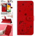 thumbnail image 1 of SaniMore for Samsung Galaxy A23 5G 6.6" 2023 Case, PU Leather Skin with Embossed Cat Flip Magnetic Cover Card Slots Kickstand Detachable Lanyard Full Around Wallet Case For Galaxy A23 5G, Red, 1 of 13