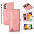 thumbnail image 1 of SaniMore Samsung Galaxy A25 Business Case (6.5" 2023), Zipper Wallet + Magnetic Clasp + Card Slots + Flip Kickstand + Wrist Strap [Shockproof Anti-fall] Full-body Protective Shell, Rosegold, 1 of 9