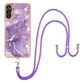 thumbnail image 1 of SaniMore for Samsung Galaxy A25 Case with Detachable Crossbody Lanyard Shockproof TPU Backplane Marble Pattern Luxury Fashion Anti-drop Slim Lightweight Cover, Darkpurple, 1 of 4