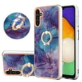 thumbnail image 1 of SaniMore for Samsung Galaxy A25 Case, Marble Pattern 3 in 1 Heavy Duty Shockproof Full Body Hard PC+IMD Bumper Drop Protective Women Girls Cover Rotating Ring Bracket Stand for Galaxy A25, Purple, 1 of 10