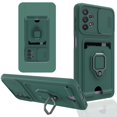 thumbnail image 1 of SaniMore For Samsung Galaxy A32 5G Case with Crossbody Strap & Card Holder Ring Kickstand Liquid Silicone Shockproof Slide Lens Camera Protective Magnetic Case for Galaxy A32 5G 6.5", Darkgreen, 1 of 6
