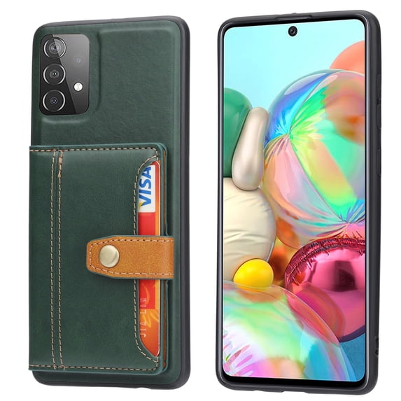 SaniMore for Samsung Galaxy A32 5G Case, PU Leather Shockproof Inner Shell with Wallet Card Slots Flip Kickstand Shockproof Retro Anti-scractch Drop-resistant Shell for Samsung A32 5G - Green