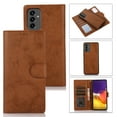 thumbnail image 1 of SaniMore for Samsung Galaxy A33 5G 6.5" 2022 Case, Flip Folio PU Leather Wallet Cover with Detachable Shell Wrist Strap Kickstand Card Slots Business Shockproof Case with Magnetic Clasp, Brown, 1 of 13