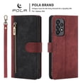 thumbnail image 1 of SaniMore for Samsung Galaxy A33 5G 6.5" 2022 Wallet Case, [Removeable Wrist Strap][Zipper Cash Pocket + Card Slots] Flip Kickstand Full Protective Magnetic Closure Retro Cover for Galaxy A33 5G, Red, 1 of 9