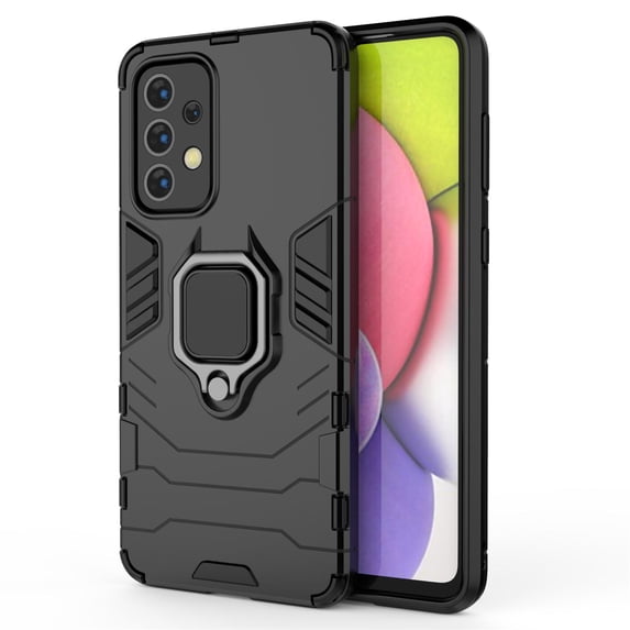 SaniMore for Samsung Galaxy A33 5G Case, Anti-Fall Shock Absorption Rugged PC Backplane Cover with Metal Folding Ring Bracket Military Grade Shockproof Protective Shell for Samsung A33 5G, Black