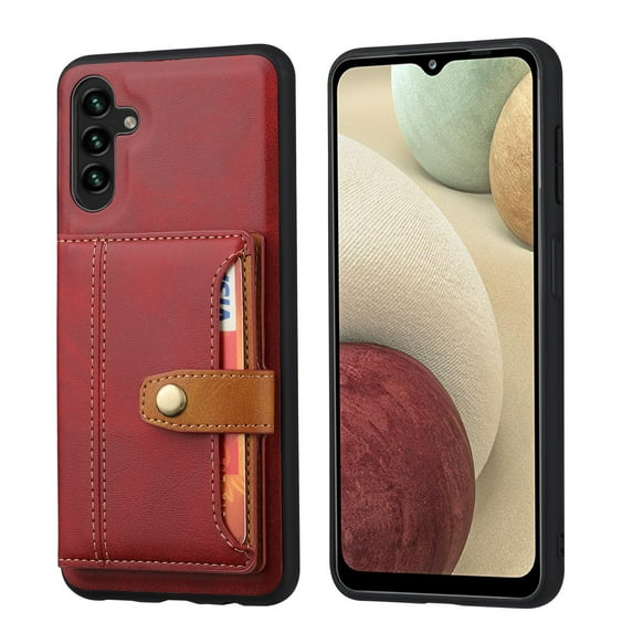 SaniMore for Samsung Galaxy A33 5G Case, PU Leather Shockproof Inner Shell with Wallet Card Slots Flip Kickstand Shockproof Retro Anti-scractch Drop-resistant Shell for Samsung A33 5G - Red