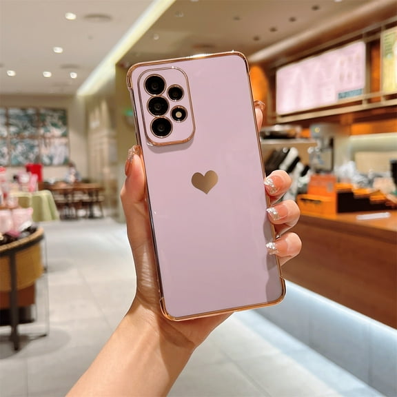 SaniMore for Samsung Galaxy A34 5G 2023 Case, TPU Plating Bumper Love Heart [Lens All-inclusive ][Ultra-slim Lightweigt] [Shockproof & Anti-drop] Stylish Case for Grils Women for A34 5G, Purple