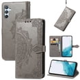 thumbnail image 1 of SaniMore for Samsung Galaxy A34 5G 2023 Wallet Case with Embossed Mandala PU Leather Flip Protection Wrist Strap Credit Card Holder Pocket Kickstand Shockproof Case for Galaxy A34 5G, Gray, 1 of 6