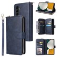 thumbnail image 1 of SaniMore for Samsung Galaxy A34 5G 3 in 1 Case, Zipper Purse Cover + Card Slots +  Kickstand + Detachable Lanyard Comprehensive Protective Shockproof Anti-drop Shell For Samsung A34 5G, Blue, 1 of 8