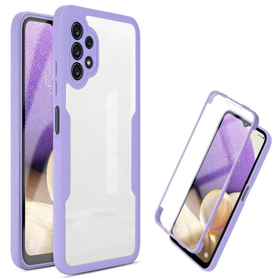 SaniMore for Samsung Galaxy A34 5G 6.6" 2023 Case with Built-in Screen Protector & Anti-fall Bumper [360°Full Protection] [Wireless Charging] Double-sided Shockproof Ultra-clear Cover, Purple