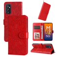 thumbnail image 1 of SaniMore for Samsung Galaxy A34 5G Wallet Case, Shockproof PU Leather Stand Cover with Card Slot Flip Kickstand Embossed Flower Magnetic Clasp Wrist Strap for Samsung A34 5G, Red, 1 of 9
