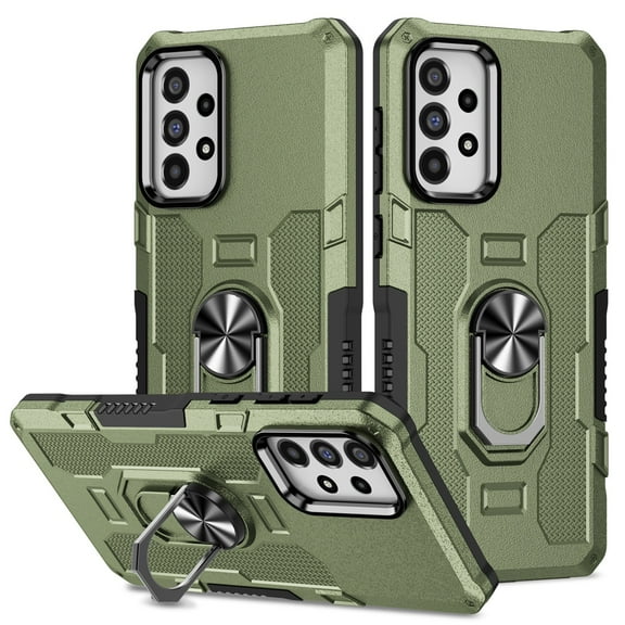 SaniMore for Samsung Galaxy A35 6.5" 2023 Case, Magnetic Car Mount 360°Rotating Kickstand Heavy Duty Protective Shock-resistant Hybird Cover [Rugged PC Back & TPU Bumper] For Samsung A35, Green