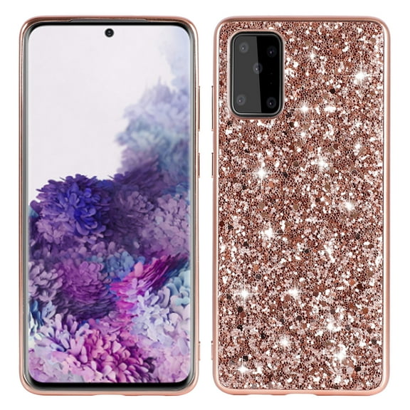 SaniMore for Samsung Galaxy A52 5G 6.5" Glitter Case, Flexible TPU Anti-Fingerprint Ultra-Thin Lightweight Full Body Protective Case for Samsung A52 5G Women Ladies Girls, Rosegold