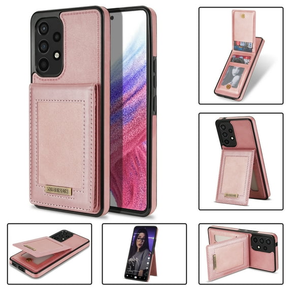 SaniMore for Samsung Galaxy A53 5G 6.1" Magnetic Wallet Case, PU Leather Case with Card Slot & Multi-Angle Kickstand Shockproof Protective Case for Samsung A53 5G Women Men, Rosegold