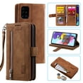 thumbnail image 1 of SaniMore for Samsung Galaxy A53 5G 6.5" 2022 Case, Prumium Leather Zipper Wallet Card Slots Cash Pocket Flip Kickstand Lanyard Anti-drop Shcokproof Full Body Wrap Business Case, Brown, 1 of 18