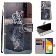 thumbnail image 1 of SaniMore for Samsung Galaxy A53 5G 6.5" 2022 PU Leather Case with Card Slots Detchable Lanyard Color Painting Luxury Pattern Flip Kickstand Shcokproof Wallet Case For Galaxy A53 5G, Cat-Tiger, 1 of 9