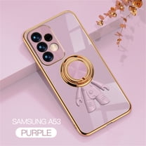 SaniMore for Samsung Galaxy A53 5G All-Inclusive Electroplating Silicone Magnetic Case, Three Dimensional Astronaut Case with Car Mount & Ring Kickstand Shockproof Protective Cover, Purple
