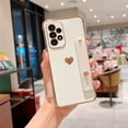 thumbnail image 1 of SaniMore for Samsung Galaxy A53 5G Electroplated Love Case, Flexible TPU Case with Adjustable Kickstand & Wrist Strap Full Body Protective Case for Samsung A53 5G Girls Ladies Women, White, 1 of 9