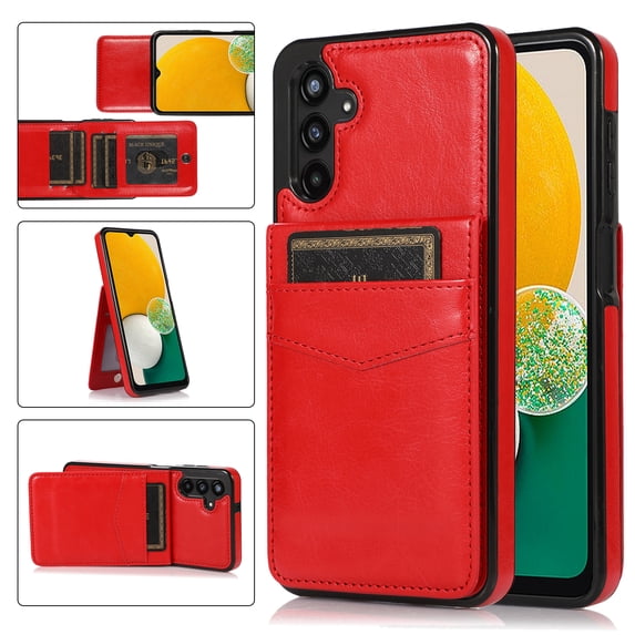 SaniMore for Samsung Galaxy A54 5G 6.4" 2023 Case, Card Slots Case with Flip Kickstand Premium PU Leather Magnetic Clasp Anti-scratch Anti-drop Heavy Duty Protective Case for Galaxy A54 5G, Red