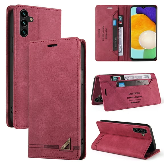 SaniMore for Samsung Galaxy A54 5G Case 2023 Released, [RFID Blocking] Flip Wallet Stand Cover Built-in Kickstand + Credit Card Holder Premium PU Leather Shockproof Protection, Red