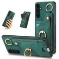 thumbnail image 1 of SaniMore for Samsung Galaxy A54 5G Case, Card Slots [Up to 2] Carabiner Finger Ring Stand Magnetic Car Mount PU Leather Skin Soft Shockproof TPU Anti-drop Anti-scratch Wallet Shell -Green, 1 of 8