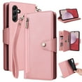 thumbnail image 1 of SaniMore for Samsung Galaxy A54 5G Case, PU Leather 2 in 1 Zipper Wallet Removeable Wrist Strap Card Slots Cash Pocket Kickstand Shockproof Anti-fall Full Protective Shell For Samsung A54 5G, Rosegold, 1 of 15