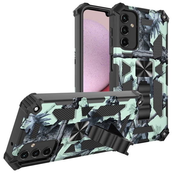 SaniMore for Samsung Galaxy A54 5G Case, Rugged PC & Soft TPU CD Magnetic Cover Built-in Car Mount & Multi-View Kickstand Camouflage Military Grade Shockproof Heavy Duty Protective Shell, Mint