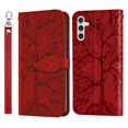 thumbnail image 1 of SaniMore for Samsung Galaxy A54 5G Wallet Case with [RFID Blocking] Card Holder, PU Leather Magnetic Embossed Tree Flip Cover with Kickstand & Wrist Strap Full Body Protective Shell, Red, 1 of 8