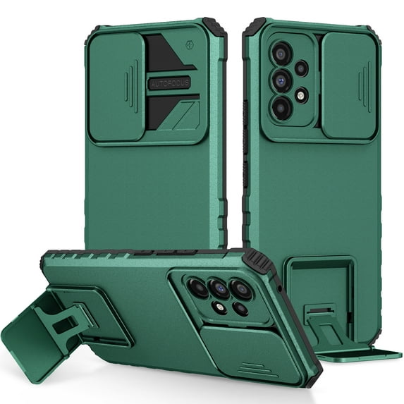 SaniMore for Samsung Galaxy A73 5G Case 2022 with Slide Camera Cover Built-in Kickstand Dual Layer Hybrid Shockproof Case for Galaxy A73 5G 6.7", Darkgreen