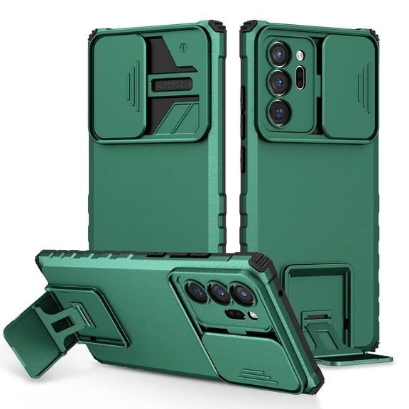 SaniMore for Samsung Galaxy Note 20 Case 2020 with Slide Camera Cover Built-in Kickstand Dual Layer Hybrid Shockproof Case for Galaxy Note 20 6.7", Darkgreen