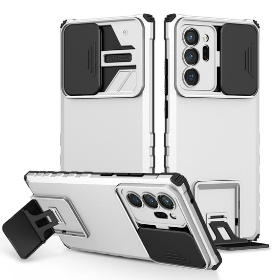 SaniMore for Samsung Galaxy Note 20 Ultra 5G Case 2020 with Slide Camera Cover Built-in Kickstand Dual Layer Hybrid Shockproof Case for Galaxy Note 20 Ultra 5G 6.9", White