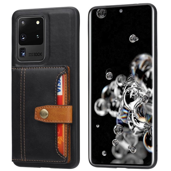 SaniMore for Samsung Galaxy Note 20 Ultra Case, PU Leather Shockproof Inner Shell with Wallet Card Slots Flip Kickstand Shockproof Retro Anti-scractch Drop-resistant Shell - Black