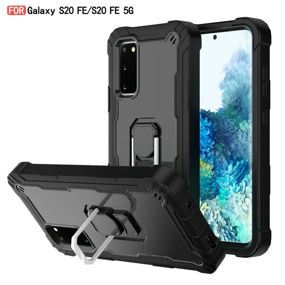 SaniMore for Samsung Galaxy S20 FE Case with Hidden Bracket Rugged Heavy Duty Protective [Hard PC Back + Silicone Bumper] Shokcproof Anti-drop Tri-layer Hybird Shell For Galaxy S20 FE, Black