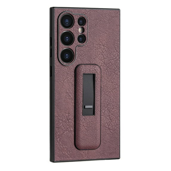 SaniMore for Samsung Galaxy S21 5G PU Leather Back Case, Slim All-Inclusive Case with Push-Pull Stand, Camera Lens Protection Shockproof Elegant Cover for Galaxy S21 6.2" 2021, Winered