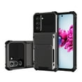 thumbnail image 1 of SaniMore for Samsung Galaxy S21 FE 6.4" 2022 Case, Shockproof Drop Resisatnt Flip Card Slots Wallet Bracket Rugged PC Back + Soft TPU Bumper Anti-scratch Heavy Duty Protective Slim Case, Gray, 1 of 8