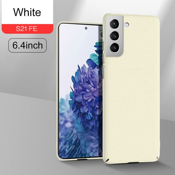 SaniMore for Samsung Galaxy S21 FE 6.4" 2022 Csae, Ultra-thin Lightweight Case with Frosted Skin Rugged Wear-resistant PC Backplane Drop-proof Lens All-inlusive Case for Galaxy S21 FE, White