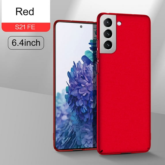 SaniMore for Samsung Galaxy S21 FE 6.4" 2022 Csae, Ultra-thin Lightweight Case with Frosted Skin Rugged Wear-resistant PC Backplane Drop-proof Lens All-inlusive Case for Galaxy S21 FE, Red