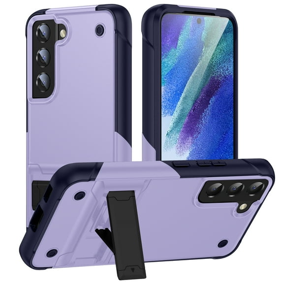 SaniMore for Samsung Galaxy S21 FE Case 2022, Military Grade Shockproof Cover Heavy Duty Hybrid Soft TPU+Hard PC Case Non-Slip Gripping Case with Hidden Kickstand, Lightpurple