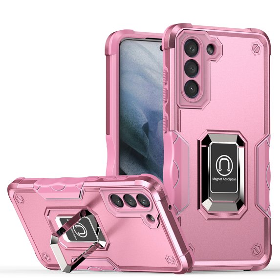 SaniMore for Samsung Galaxy S21 FE Case, Galaxy S21 FE Case with Kickstand Armor Magnetic Ring Rugged Protective Military Grade Shockproof Case for Galaxy S21 FE 6.4" 2021, Pink