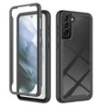 thumbnail image 1 of SaniMore for Samsung Galaxy S21 FE Case, Rugged PC Back & TPU Bumpers Two-Layer Structure Transparent Cover with PET Screen Protector Shockproof Protective Shell for Samsung S21 FE, Black, 1 of 7