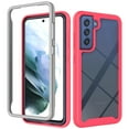 thumbnail image 1 of SaniMore for Samsung Galaxy S21 FE Two-Layer Structure Transparent Case, Rugged Clear PC Back & TPU Bumper [Not Yellowing Technology] Full Body Protective Case for Samsung S21 FE, Pink, 1 of 6
