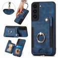 thumbnail image 1 of SaniMore for Samsung Galaxy S21 FE Wallet Case, [RFID Blocking] Elastic Card Slot Vehicle Magnetic PU Leather Ring Holder & Lanyard Stand Money Pocket Cover for Samsung S21 FE 5G, Blue, 1 of 12
