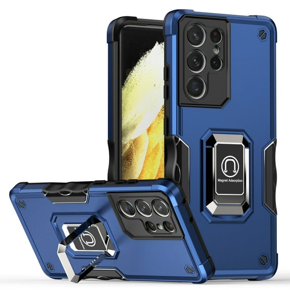 SaniMore for Samsung Galaxy S21 Ultra Case, Galaxy S21 Ultra Case with Kickstand Armor Magnetic Ring Rugged Protective Military Grade Shockproof Case for Galaxy S21 Ultra 6.8" 2021, Blue