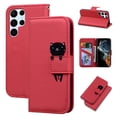 thumbnail image 1 of SaniMore for Samsung Galaxy S21 Ultra Case, PU Leather Flip Folio Cover with Stand, Card Slots, [Lovely Pet Magnetic Clasp] Full Protetcion Shockproof TPU Wallet Shell for Samsung S21 Ultra, Red, 1 of 10