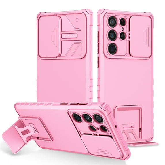 SaniMore for Samsung Galaxy S22 5G Case 2022, for Galaxy S22 5G Phone Case with Slide Camera Cover Built-in Kickstand Dual Layer Hybrid Shockproof Case for Galaxy S22 5G 6.1", Pink