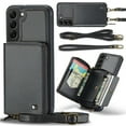 thumbnail image 1 of SaniMore for Samsung Galaxy S22 6.1" 2022 Case, [Crossbody/Wrist Strap][Zipper Flip Wallet][Card Slots][Rifid Layer] PU Leather Retro 360° Protective Shockproof Cover For Samsung Galaxy S22, Black, 1 of 9