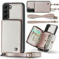 thumbnail image 1 of SaniMore for Samsung Galaxy S22 6.1" 2022 Case, [Crossbody/Wrist Strap][Zipper Flip Wallet][Card Slots][Rifid Layer] PU Leather Retro 360° Protective Shockproof Cover For Samsung Galaxy S22, Rosegold, 1 of 9